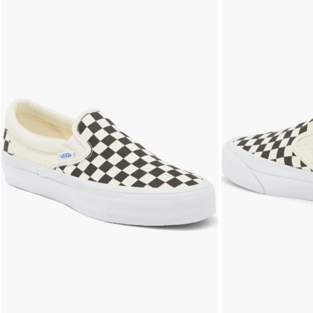 Vans Black and White Premium Authentic Reissue 98 Slip-On Sneakers